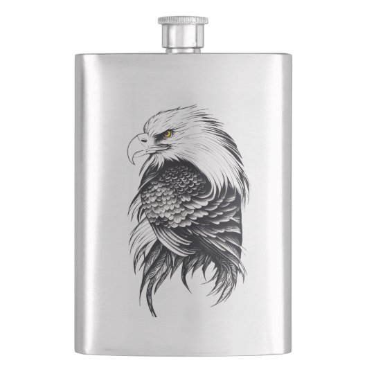 Flasque Eagle Wild Animal Nature Illustration Art tatouage (devant)