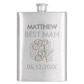 Flasque    Élégant Luxe Moderne Monogramme Nom Gris & Or (devant)