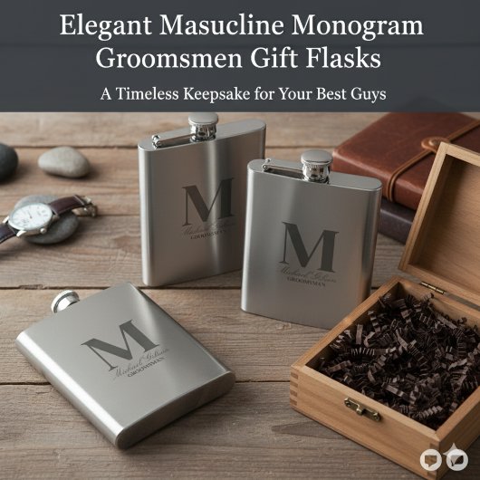 Flasque Elegant Monogram & Name Groomsmen Gift Flask