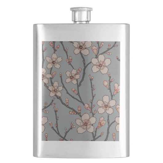 Flasque Élégant Motif Fleur rose Douce Fleur Fleur de Ceri (devant)
