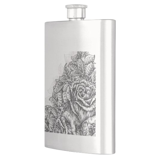 Flasque Élégant Rose gravé (Gauche)