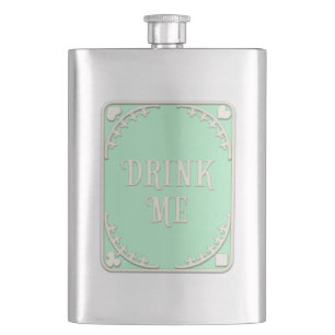 Flasque Emblème vert du Tea Party "Drink Me" du pays des m