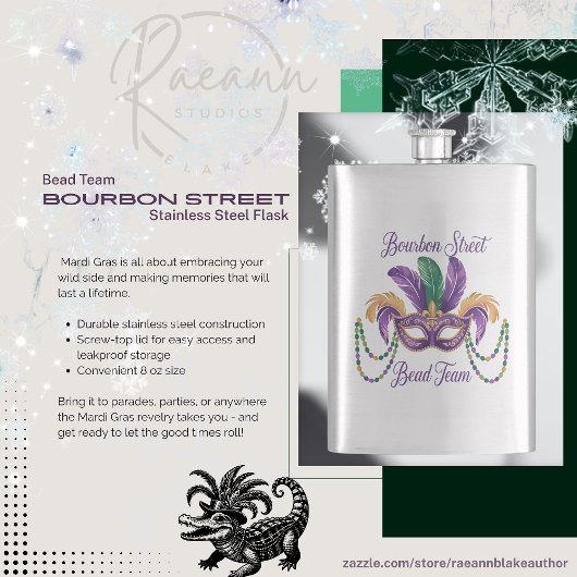 Flasque en acier inoxydable Mardi Gras Design Clas