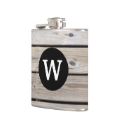 Flasque en planches de bois rustique monogrammé (Gauche)