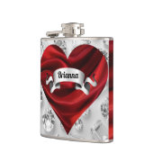 Flasque en vinyle personnalisée avec des roses rou (Gauche)