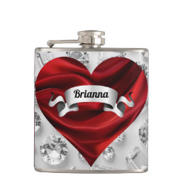 Flasque en vinyle personnalisée avec des roses rou