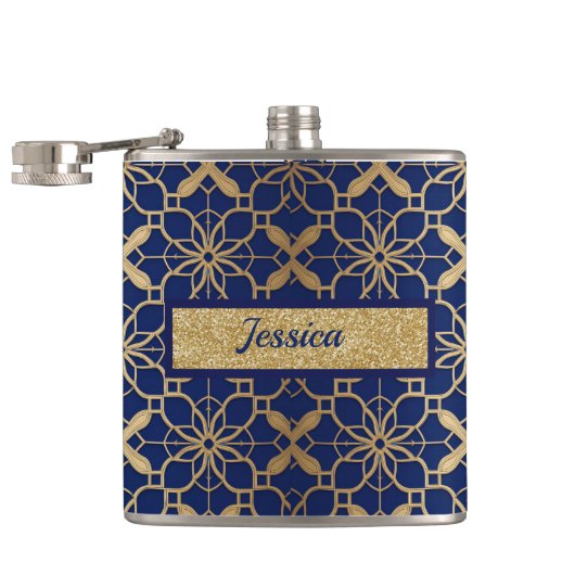 Flasque enveloppé de vinyle bleu pour liqueur ou v (Ouvert)