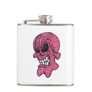 Flasque enveloppée de vinyle crâne rose
