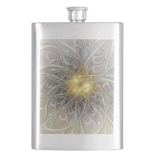 Flasque Épanouissement avec fleur fractale abstraite moder (devant)