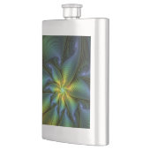Flasque Etoile Abstraite, Bleu brillant Vert Or Fractal Ar (Gauche)