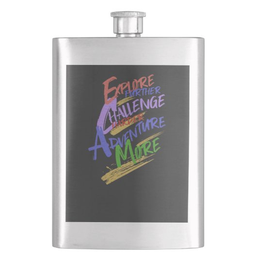 Flasque Explorez Challenge Adventure Citation Motivation (devant)