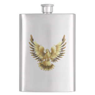 Flasque Faux Gold Foil Peace Dove en noir