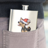 Flasque Festive de nuit étoilée Chihuhua à Santa Hat (En situation)