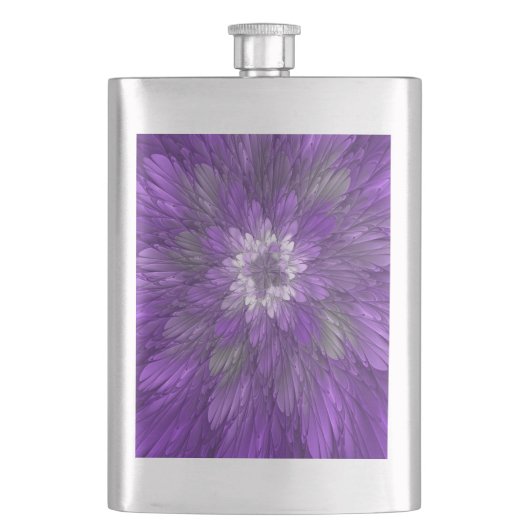 Flasque Fleur abstraite violette psychédélique Art fractal (devant)