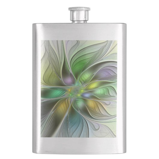 Flasque Fleur de Fantaisie Abstraite Moderne Fractale Colo (devant)