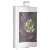 Flasque Fleur fractale grise et pourpre moderne abstraite (Droite)