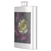 Flasque Fleur fractale grise et pourpre moderne abstraite (Gauche)