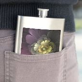 Flasque Fleur fractale grise et pourpre moderne abstraite (En situation)