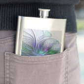 Flasque Fleur verte abstraite moderne d'art fractal violet (En situation)