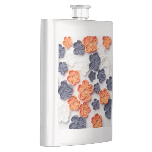 Flasque Fleurs en tissu cousu à la main printemps orange b (Droite)