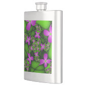 Flasque Fleurs fractales néon rose vert moderne abstrait (Gauche)