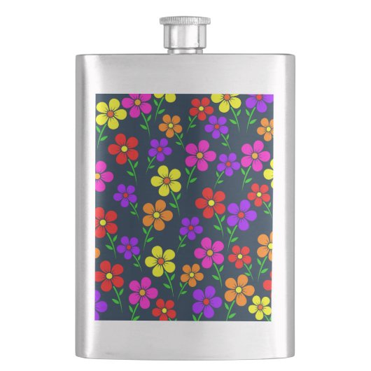 Flasque Fleurs multicolores motif floral (devant)