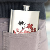 FLASQUE FLEURS ROSES ET NOIRES (En situation)