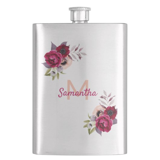 Flasque Florals nom Bourgogne monogramme (devant)