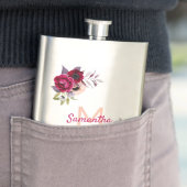 Flasque Florals nom Bourgogne monogramme (En situation)