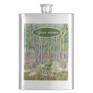 Flasque forêt d'hiver peinture aquarelle