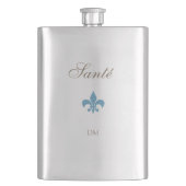 Flasque French Blue Fleur de Lis Santé Mariage Faveur (devant)