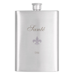 Flasque French Purple Fleur de Lis Santé Mariage Faveur