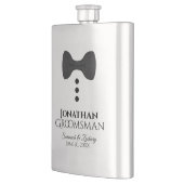 Flasque Fun Black Cravate Tuxedo Groomsman Silver Flask (Gauche)