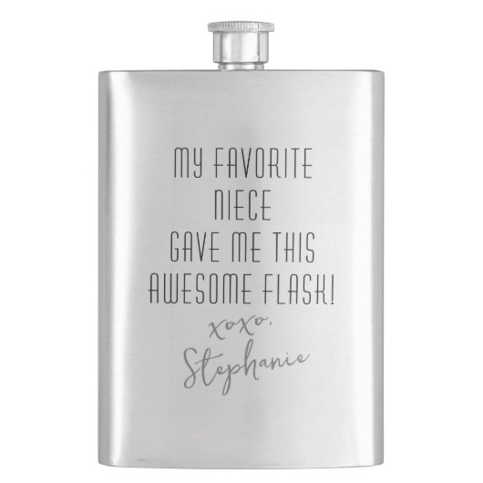 Flasque Funny Personalized from Favorite Niece Modern (devant)