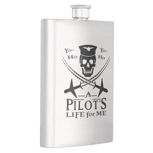 Flasque Funny Pilote Skull Cross Airplanes Pirate Humour (Droite)