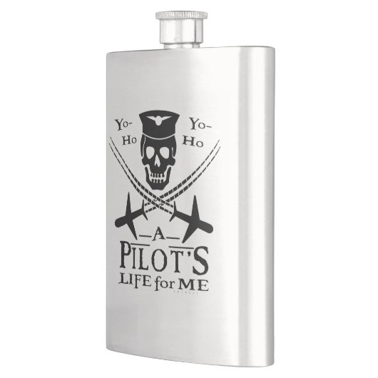 Flasque Funny Pilote Skull Cross Airplanes Pirate Humour (Gauche)