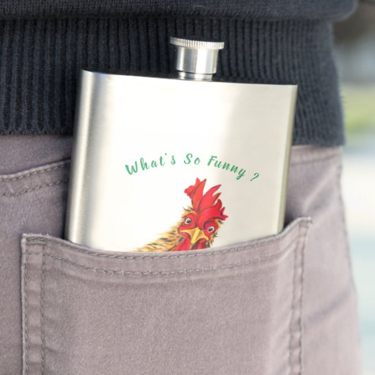 Flasque Funny Surprised Curious Rooster - What's So Funny (En situation)