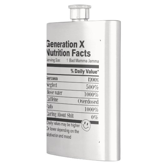 Flasque Generation X | Fun Nutrition Facts Sarcasm Neglect (Gauche)