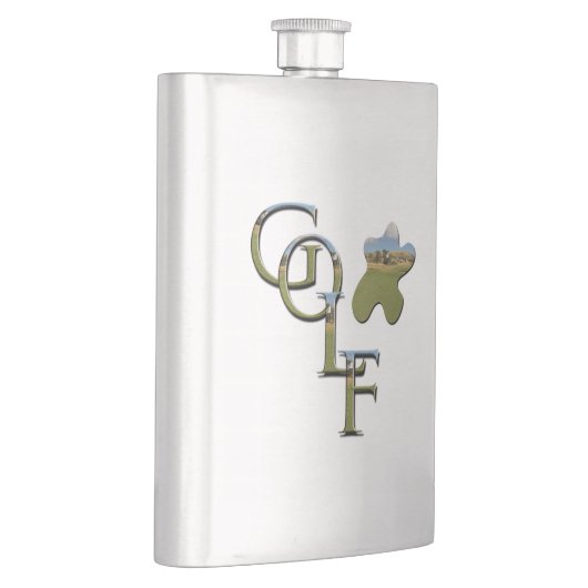 Flasque Golf Logo Et Parcours, Classique Hip Flask (Droite)