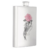 Flasque Goth Squelette Main Avec Rose Rose Rose | Décès à  (Droite)