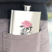 Flasque Goth Squelette Main Avec Rose Rose Rose | Décès à  (En situation)