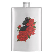 Flasque Gothique Chat Noir Roses Rouges Violet (devant)