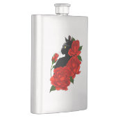 Flasque Gothique Chat Noir Roses Rouges Violet (Droite)