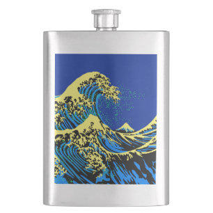 Flasque Grande vague Hokusai dans l'accent de style pop ar