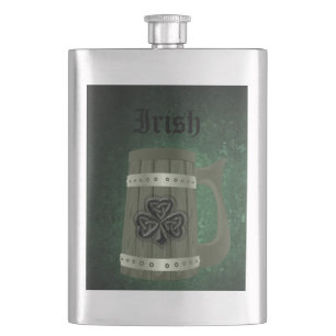 Flasque Grunge bière tasse shamrock irlandais chanceux per