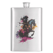 Flasque Guerrier équitation cheval en aquarelle (devant)