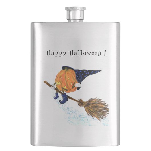 Flasque Halloween Flask Sorcière Citrouille Flying Broom (devant)