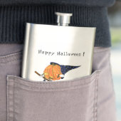Flasque Halloween Flask Sorcière Citrouille Flying Broom (En situation)