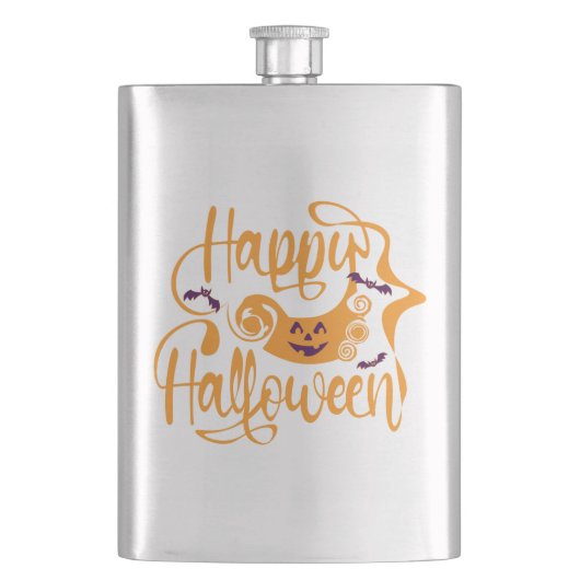 Flasque Happy Halloween chauves-souris Jack-o'-lantern (devant)