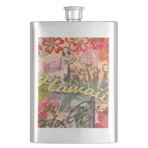 Flasque Hawaii Hula Fleur Voyage Vintage